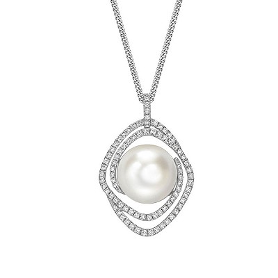 White Gold Pearl & Diamond Necklace