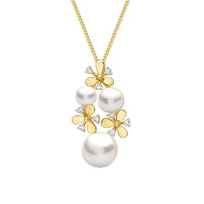 Yellow Gold Pearl & Diamond Necklace